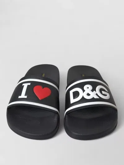 Dolce & Gabbana I Love D G Rubber Logo Slides In Multi