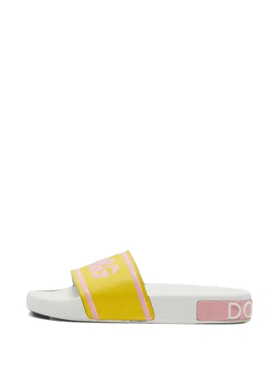 Pre-owned Dolce & Gabbana I Love Slides In Yellow