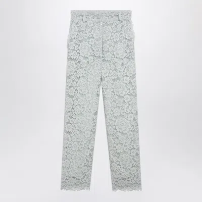 Dolce & Gabbana Ice Blue Lace Trousers In White