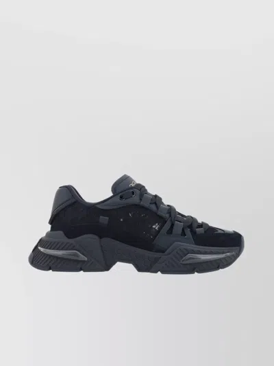 Dolce & Gabbana Iconic Monogram Mesh Paneled Sneakers In Black