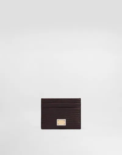Dolce & Gabbana Iguana-print Leather Card Holder In Brown