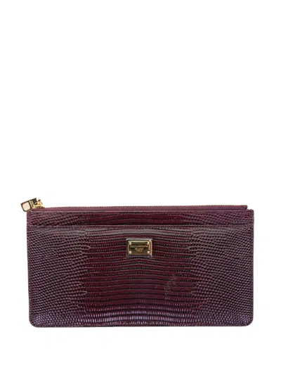 Dolce & Gabbana Iguana-printed Zip-around Cardholder In Burgundy