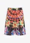 Dolce & Gabbana Multicolor Bermuda Shorts With All-over Hawaiian Print And Drawstrig In Silk Man In Multicolor