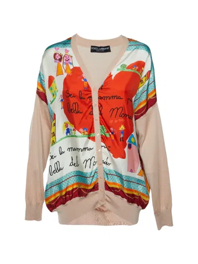 Pre-owned Dolce & Gabbana Illustration-print Buttoned Cardigan In Neutrals