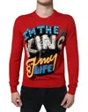 Dolce & Gabbana I'm The King Wool Crew Neck Sweatshirt Men's Sweater In Red