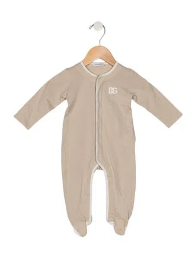 Pre-owned Dolce & Gabbana Babies' Infant Boys Branded Embroidered Onesie In Neutrals