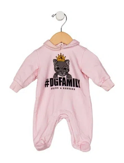 Pre-owned Dolce & Gabbana Babies' Infant Girls Branded Pattern Printed Onesie In Pink