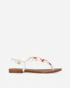 Dolce & Gabbana Coral-embroidered Leather Sandals In Bianco