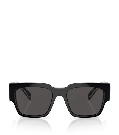 Dolce & Gabbana Square-frame Logo-print Sunglasses In Black