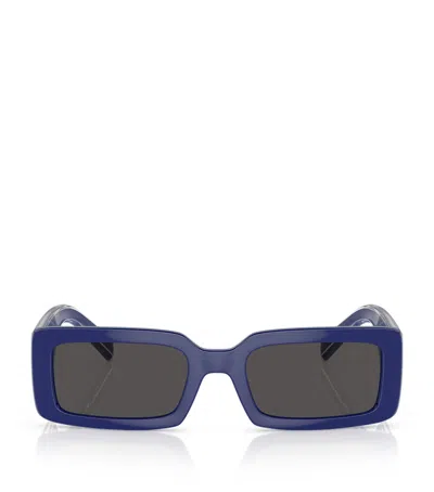 Dolce & Gabbana Logo-print Rectangle-frame Sunglasses In Dark Grey