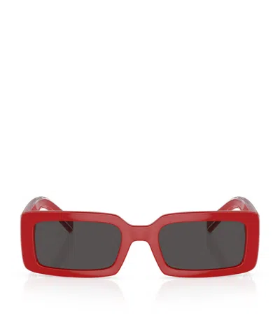 Dolce & Gabbana Logo-print Rectangle-frame Sunglasses In Rot