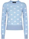 Dolce & Gabbana Light Blue Wool And Silk Jacquard Sweater In Blue