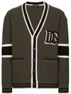 Dolce & Gabbana Striped Virgin Wool V-neck Cardigan In Green