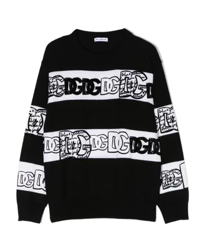 Dolce & Gabbana Intarsia-knit Embroidered Jumper In Black