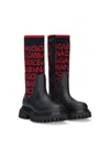Dolce & Gabbana Intarsia-knit Logo Boots In Black