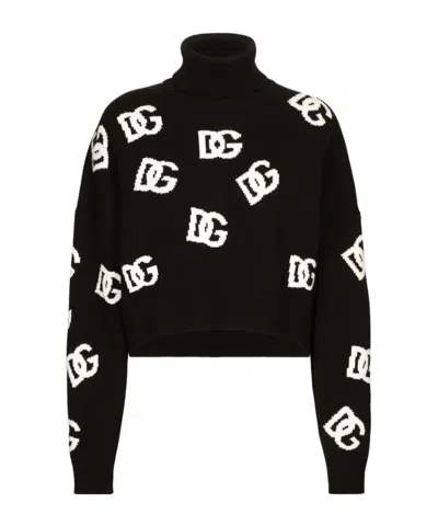 DOLCE & GABBANA DOLCE  GABBANA DG LOGO INTARSIA HIGH NECK SWEATER