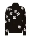 Dolce & Gabbana Black/white Turtleneck Sweater With Dg Inlay In Black