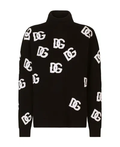 DOLCE & GABBANA DOLCE  GABBANA DG INTARSIA HIGH-NECK JUMPER