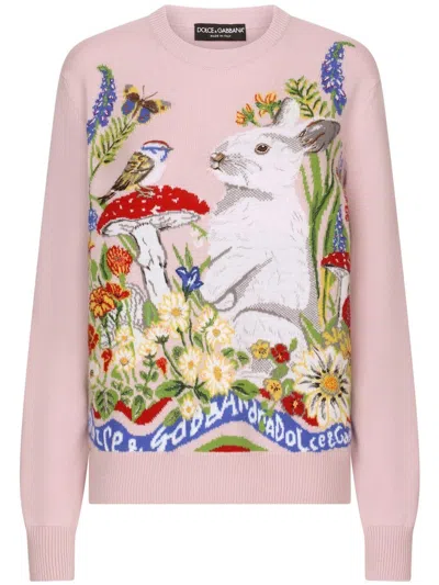 Dolce & Gabbana Abstract-print Wool Jumper In Pink