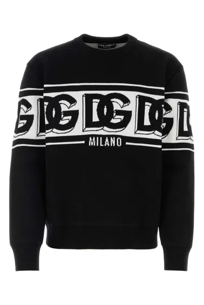 Dolce & Gabbana Intarsia Knitted Crewneck Jumper In Black