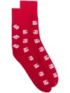 Dolce & Gabbana Intarsia-logo Socks In Red