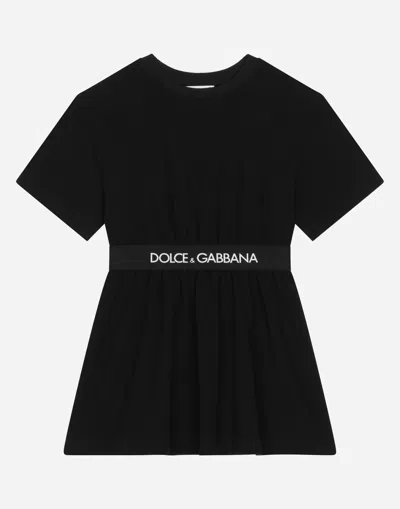 Dolce & Gabbana Interlock Dress With Branded Elastic In Black