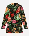 Dolce & Gabbana Flower-dress High-neck Stretch-cotton Dress 8-12 Years In Print