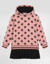Dolce & Gabbana Interlock Fleece Dress With Dg Logo Print In Pink