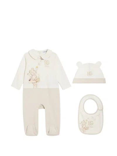 Dolce & Gabbana Babies' Interlock Gift Set In Neutral