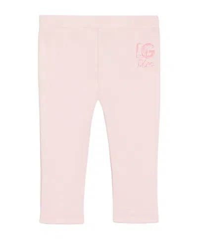 Dolce & Gabbana Kids' Interlock Leggings With Logo In Pink