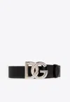 Dolce & Gabbana Interlock Logo Leather Belt In Black