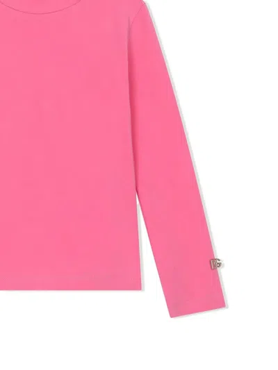 Dolce & Gabbana Kids' Zip-up Mock Neck Sweater In Pink