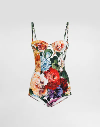 Dolce & Gabbana Flower-print Padded One-piece Swimsuit