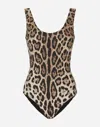 Dolce & Gabbana Leopard One Piece Swimsuit In Animal Print
