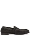 Dolce & Gabbana Interwoven Raffia Penny Loafers In Brown