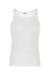 Dolce & Gabbana Classic Fit Cotton Blend Tank Top With Ribbed Texture In White
