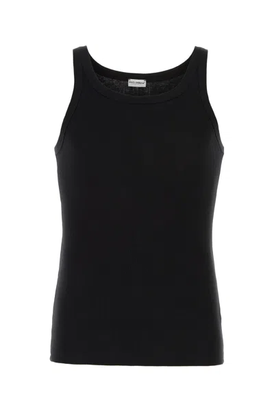 DOLCE & GABBANA DOLCE & GABBANA BLACK COTTON MARCELLO TANK TOP