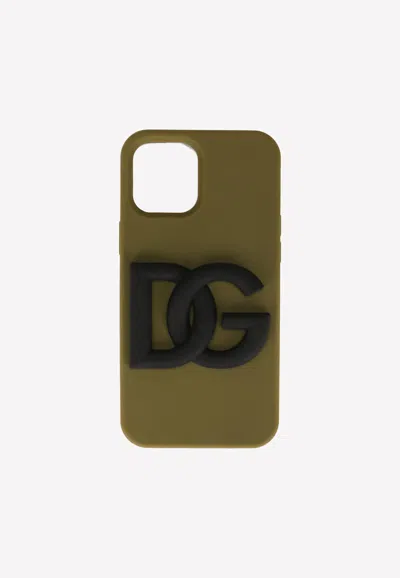 Dolce & Gabbana Iphone 12 Pro Max Cover In Silicon In Khaki