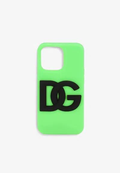 Dolce & Gabbana Iphone 13 Pro Logo Silicon Cover In Green