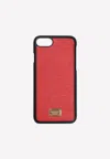 Dolce & Gabbana Iphone 7 Logo Plate Cover In Grained Leather In Red