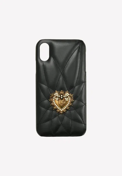 Dolce & Gabbana Iphone Xr Quilted Devotion Cover In Black