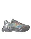 Dolce & Gabbana Silver Iridescent Daymaster Leather Sneakers Shoes In Silver