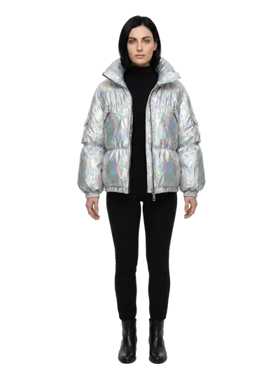 Dolce & Gabbana Iridescent Polyamide Shell Down Jacket In Silver