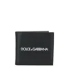 Dolce & Gabbana Black Wallet With Contrsting Print In Smooth Leather Man In Black