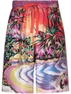 Dolce & Gabbana Silk Bermuda Shorts With Hawaian Print In Multi