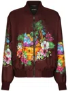 Dolce & Gabbana Bomberjacke Aus Seide Mit Insel-print In Red
