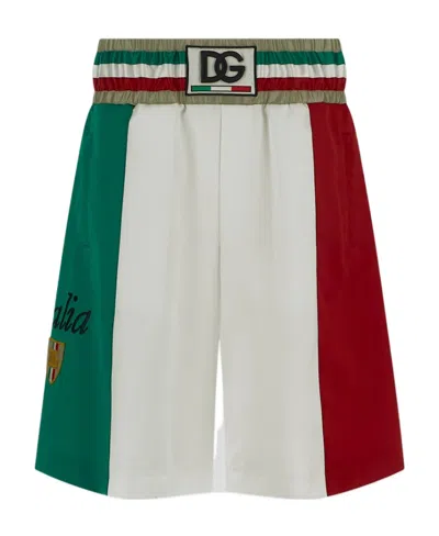 Dolce & Gabbana Italia Colour-block Knee-length Shorts In White