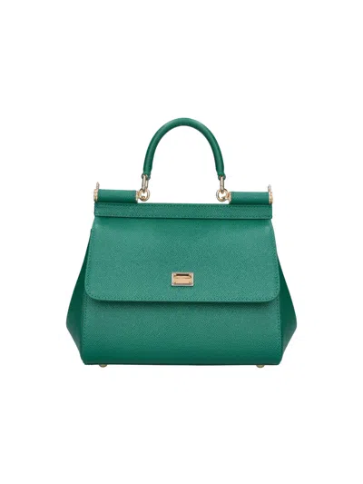 Dolce & Gabbana Italian Calf Leather Handbag For Women In Green