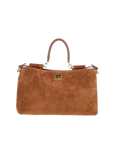 Dolce & Gabbana Italian Calf Leather Shoulder Bag In Brown