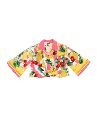 Dolce & Gabbana Italian Holiday Cropped Blouse In Pink